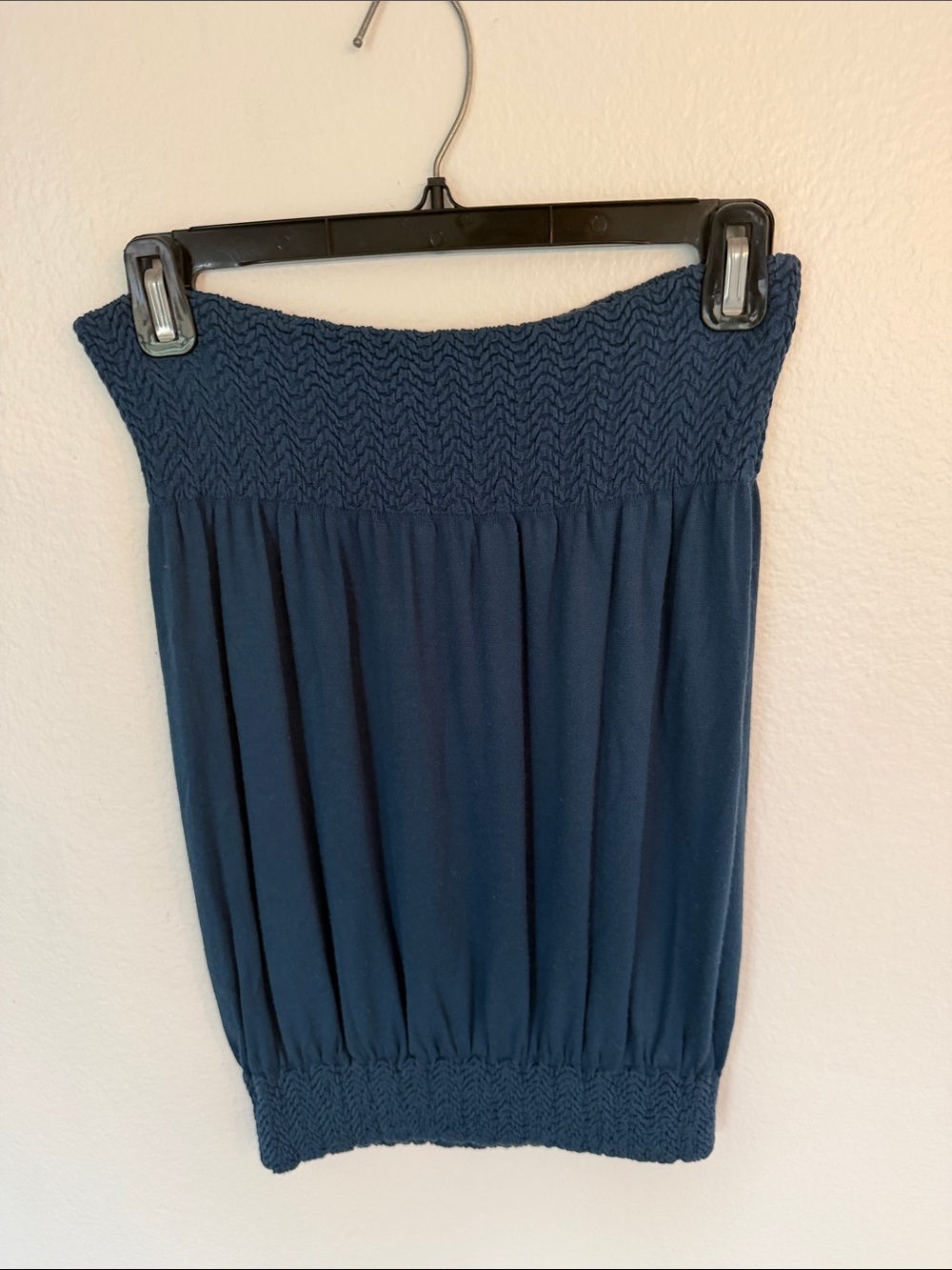 Navy Blue Smocked Tube Top